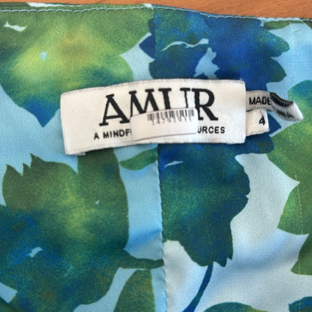 Amur $698 Edie Neck Tie Ruffle Blue Floral Maxi Dress - Picture 12 of 13